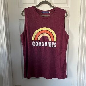 Iris Maroon Muscle Tee with Rainbow Design